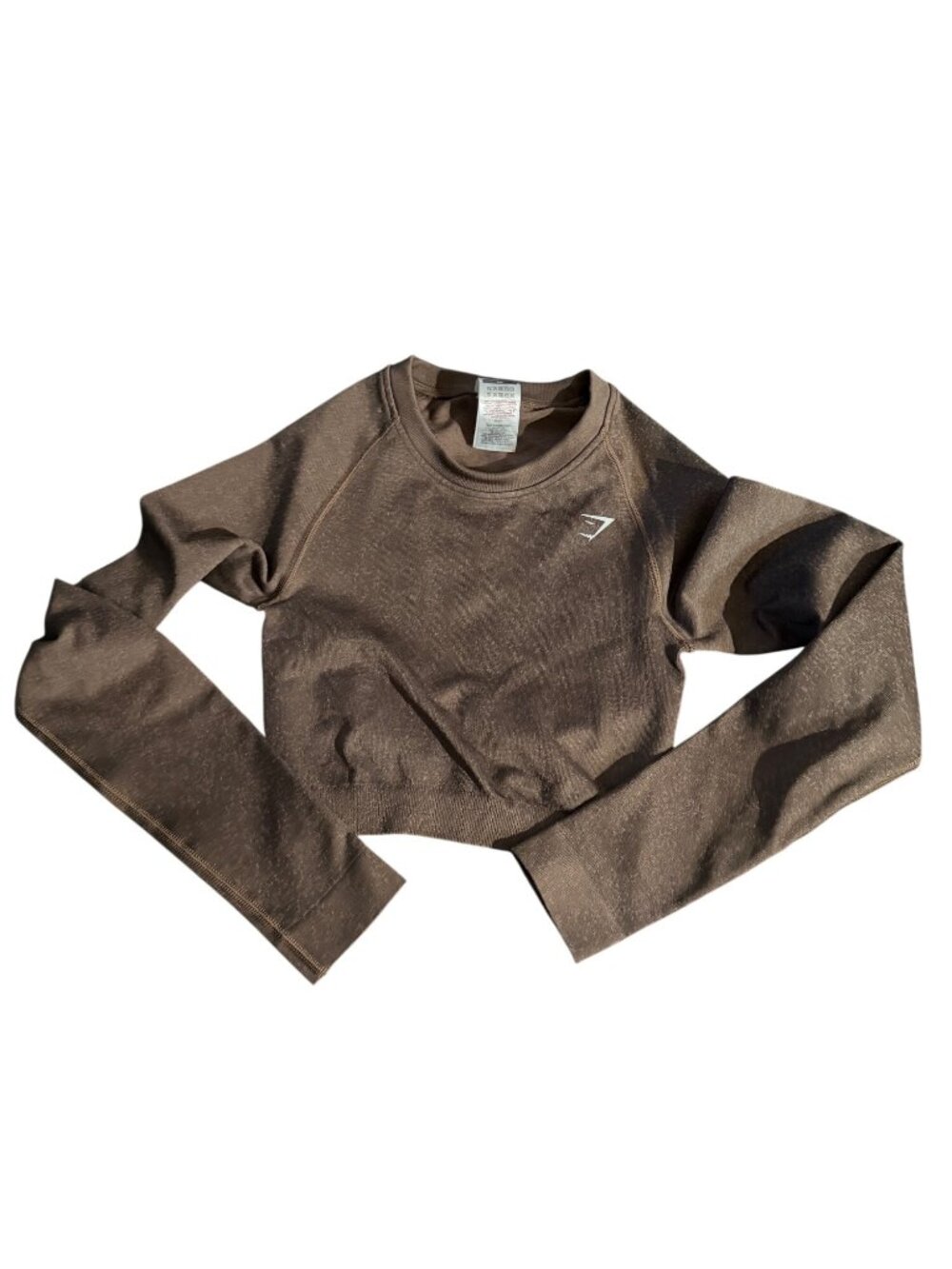 Gymshark Brown Seamless Long Sleeve Womens Cropped Top XS